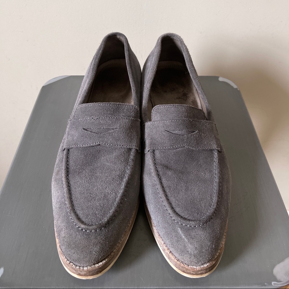 Allsaints grey suede loafers